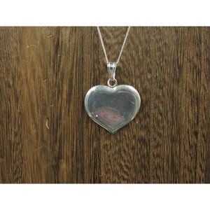 18" Sterling Silver Good Size Heart Love Pendant Necklace Vintage Minimalist